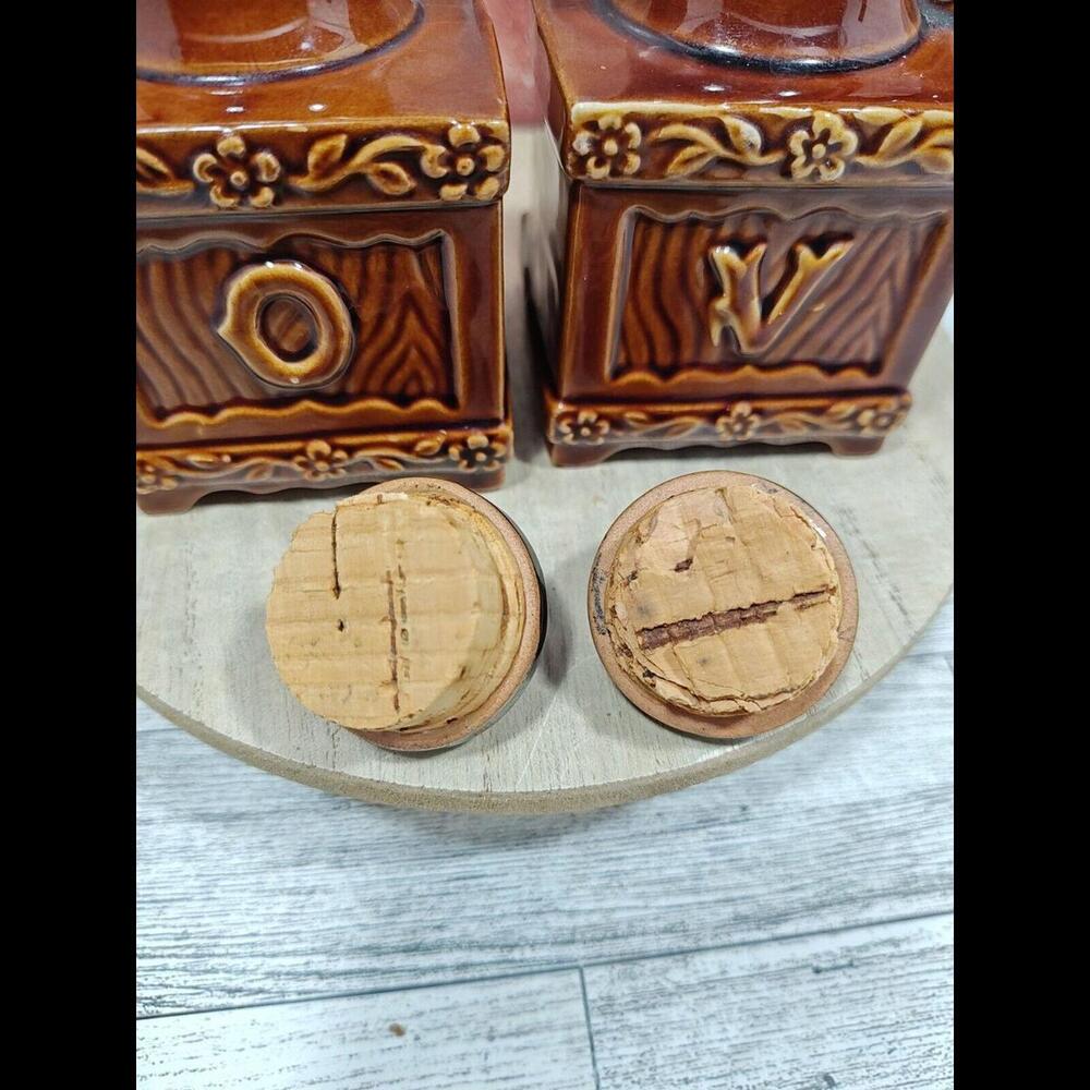 Vintage Brown Glaze Unique Oil And Vinegar Dispensers With Stoppers From Japan - Picture 9 of 10